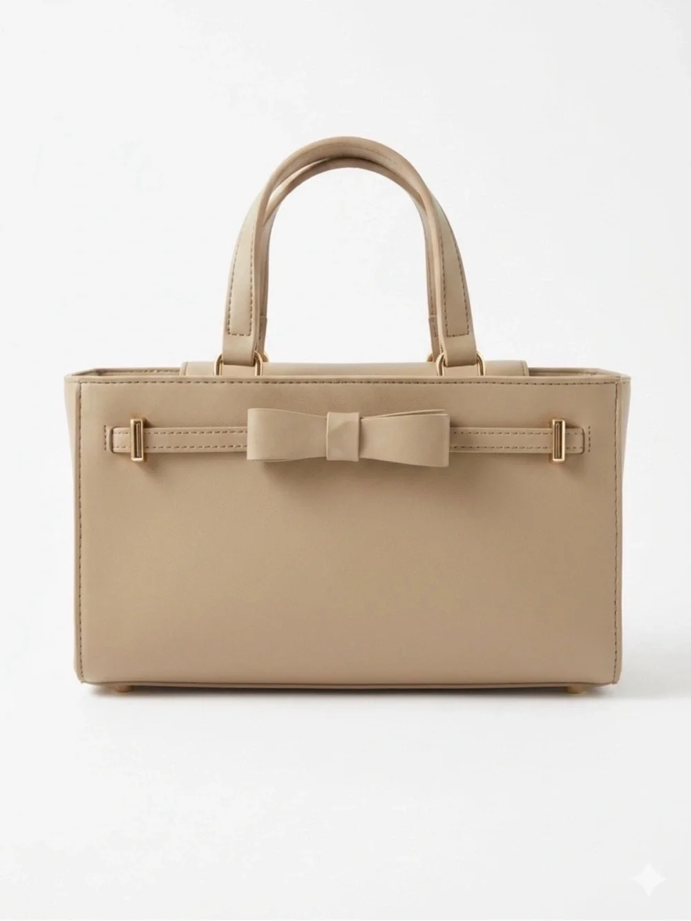 Anne Klein Beige Bow-Accent Top-Handle Bag - Picture 1 of 7